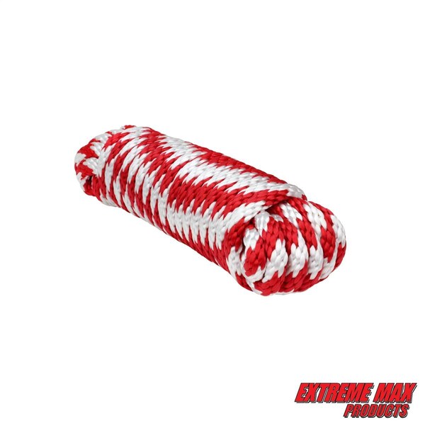 Extreme Max Extreme Max 3008.0184 Solid Braid MFP Utility Rope - 5/8" x 25', Red / White 3008.0184 - main